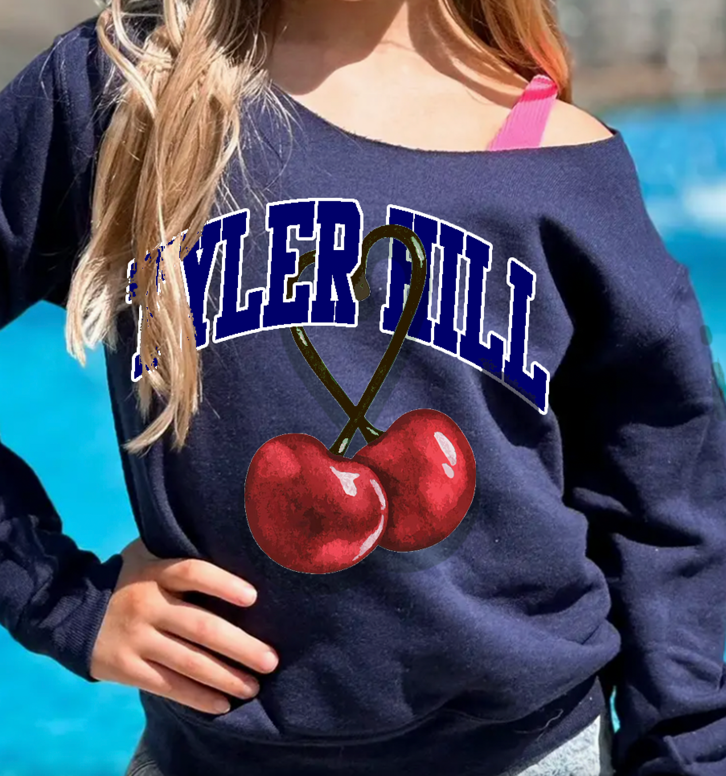 Future Cherries Off Shoulder Crewneck Sweatshirt